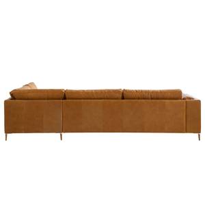 Ecksofa COSO Classic+ mit Ottomane Echtleder - Echtleder Taru: Hellbraun - Breite: 311 cm - Ottomane davorstehend rechts - Keine Funktion - Eiche Dunkel