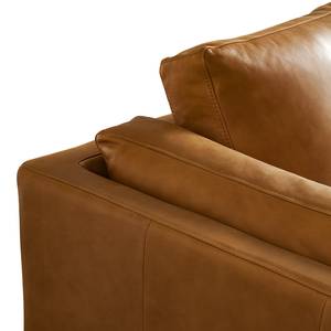 Ecksofa COSO Classic+ mit Ottomane Echtleder - Echtleder Taru: Hellbraun - Breite: 311 cm - Ottomane davorstehend rechts - Keine Funktion - Eiche Dunkel