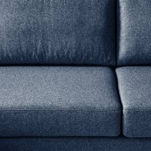 Ecksofa COSO Classic+ mit Ottomane Webstoff - Webstoff Inze: Blau - Breite: 311 cm - Ottomane davorstehend links - Bettkasten - Eiche Dunkel