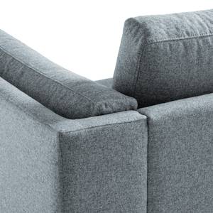 Ecksofa COSO Classic+ mit Ottomane Webstoff - Webstoff Inze: Graublau - Breite: 311 cm - Ottomane davorstehend links - Bettkasten - Eiche Dunkel