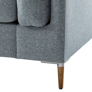 Ecksofa COSO Classic+ mit Ottomane Webstoff - Webstoff Inze: Graublau - Breite: 311 cm - Ottomane davorstehend links - Bettkasten - Eiche Dunkel