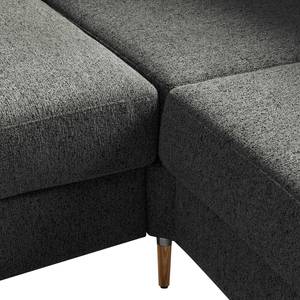 Ecksofa COSO Classic+ mit Ottomane Webstoff - Chenille Rufi: Anthrazit - Breite: 311 cm - Ottomane davorstehend rechts - Bettkasten - Eiche Dunkel