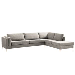 Ecksofa COSO Classic+ mit Ottomane Webstoff - Chenille Rufi: Beige - Breite: 311 cm - Ottomane davorstehend rechts - Bettkasten - Eiche Dunkel