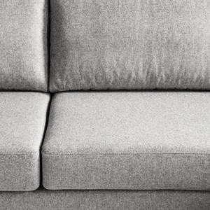 Divano panoramico COSO Classic+ Tessuto - Tessuto Inze: grigio chiaro - Longchair preimpostata a sinistra / penisola a destra - Cassetti letto - Quercia scuro