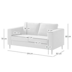 2-Sitzer Sofa COSO Classic Webstoff - Webstoff Milan: Hellgrau - Buche