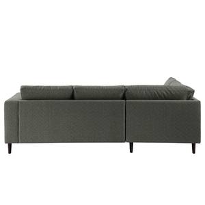 Ecksofa COSO Classic mit Ottomane Webstoff - Stoff Lica: Dunkelgrau - Breite: 238 cm - Ottomane davorstehend links - Keine Funktion - Buche