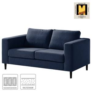 2-Sitzer Sofa COSO Classic Webstoff - Webstoff Milan: Dunkelblau - Buche