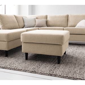 Gestoffeerde hocker COSO Classic geweven stof - Geweven stof Milan: Beige - Breedte: 64 cm - Beuk