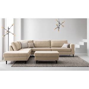 Gestoffeerde hocker COSO Classic geweven stof - Geweven stof Milan: Beige - Breedte: 95 cm - Beuk