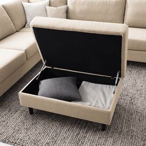 Gestoffeerde hocker COSO Classic geweven stof - Geweven stof Milan: Beige - Breedte: 95 cm - Beuk