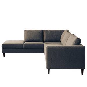 Ecksofa COSO Classic mit Ottomane Webstoff - Stoff Lica: Blau - Breite: 304 cm - Ottomane davorstehend links - Keine Funktion - Buche