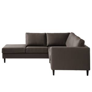 Ecksofa COSO Classic mit Ottomane Echtleder - Echtleder Neto: Braun - Breite: 238 cm - Ottomane davorstehend links - Keine Funktion - Buche