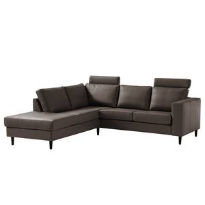 Ecksofa COSO Classic mit Ottomane Echtleder - Echtleder Neto: Braun - Breite: 238 cm - Ottomane davorstehend links - Keine Funktion - Buche