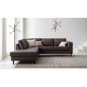 Ecksofa COSO Classic mit Ottomane Echtleder - Echtleder Neto: Braun - Breite: 238 cm - Ottomane davorstehend links - Keine Funktion - Buche