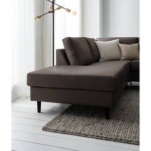 Ecksofa COSO Classic mit Ottomane Echtleder - Echtleder Neto: Braun - Breite: 238 cm - Ottomane davorstehend links - Keine Funktion - Buche