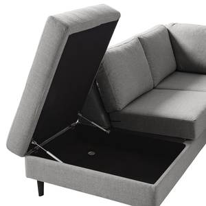 Ecksofa COSO Classic mit Ottomane Webstoff - Webstoff Milan: Hellgrau - Breite: 304 cm - Ottomane davorstehend links - Bettkasten - Buche