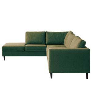 Ecksofa COSO Classic mit Ottomane Webstoff - Stoff Lica: Grün - Breite: 304 cm - Ottomane davorstehend links - Keine Funktion - Buche