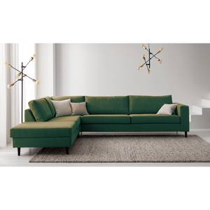 Ecksofa COSO Classic mit Ottomane Webstoff - Stoff Lica: Grün - Breite: 304 cm - Ottomane davorstehend links - Keine Funktion - Buche