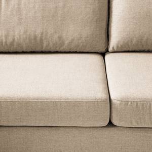 Ecksofa COSO Classic mit Ottomane Webstoff - Webstoff Milan: Beige - Breite: 238 cm - Ottomane davorstehend rechts - Bettkasten - Buche