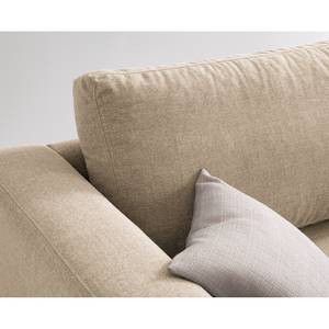 Ecksofa COSO Classic mit Ottomane Webstoff - Webstoff Milan: Beige - Breite: 238 cm - Ottomane davorstehend rechts - Bettkasten - Buche