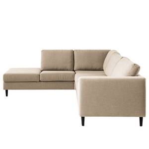 Ecksofa COSO Classic mit Ottomane Webstoff - Webstoff Milan: Beige - Breite: 304 cm - Ottomane davorstehend links - Keine Funktion - Buche