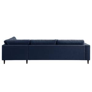 Ecksofa COSO Classic mit Ottomane Webstoff - Webstoff Milan: Dunkelblau - Breite: 304 cm - Ottomane davorstehend rechts - Bettkasten - Buche