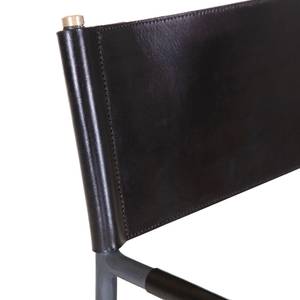 Chaise pliante Dyer Cuir véritable / Métal - Anthracite - Noir
