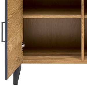 Vitrinenschrank Ironwood Echtholzfurnier / Metall - Alteiche / Grau