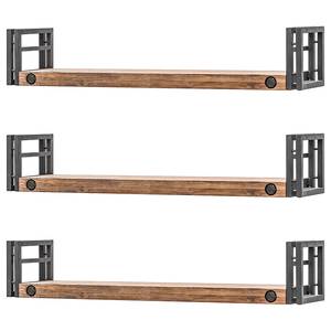 Wandplanken Manchester (set van 3) massief acaciahout/metaal - acaciahout/antracietkleurig - Breedte: 150 cm