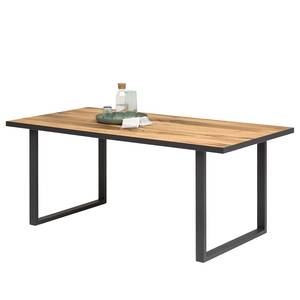 Table Ironwood Placage en bois véritable / Métal - Chêne vieilli / Gris - Largeur : 180 cm