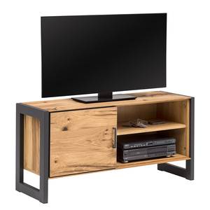 Meuble TV Ironwood I Placage en bois véritable / Métal - Chêne vieilli / Gris