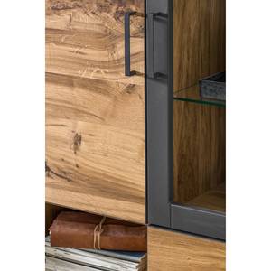 Highboard Ironwood I fineer van echt hout/metaal - oud eikenhout/grijs