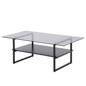 Salontafel Weems glas/metaal - grijs/zwart - Marmer look antracietkleurig