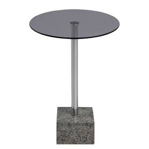 Bijzettafel Wendell glas/granietkleurig - grijs/chroomkleurig