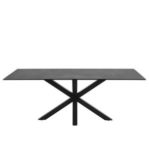 Eettafel Holcot glas & keramiek/metaal - zwart/mat zwart - 200 x 100 cm