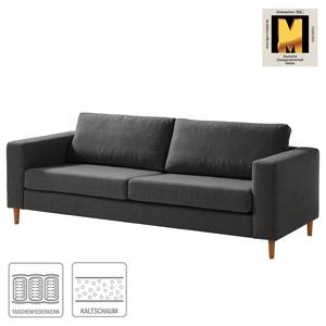 3-Sitzer Sofa COSO Classic Webstoff - Webstoff Milan: Anthrazit - Eiche