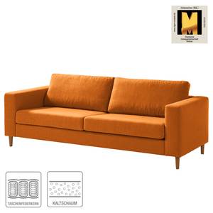 3-Sitzer Sofa COSO Classic Webstoff - Webstoff Milan: Rostbraun - Eiche