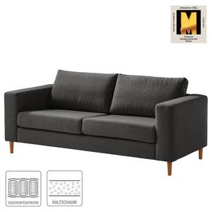 2,5-Sitzer Sofa COSO Classic Webstoff - Webstoff Milan: Anthrazit - Eiche