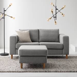 2-Sitzer Sofa COSO Classic Webstoff - Webstoff Milan: Hellgrau - Eiche