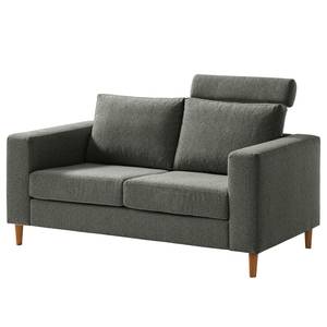 2-Sitzer Sofa COSO Classic Webstoff - Stoff Lica: Dunkelgrau - Eiche