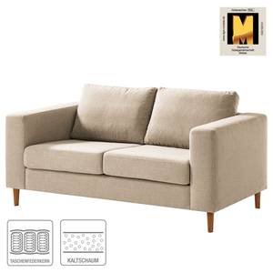 2-Sitzer Sofa COSO Classic Webstoff - Webstoff Milan: Beige - Eiche