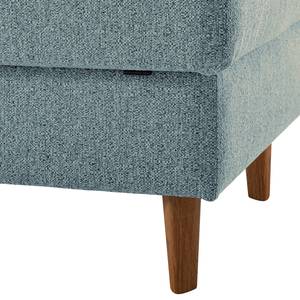 Gestoffeerde hocker COSO Classic geweven stof - Stof Lica: Petrolblauw - Breedte: 64 cm - Eik