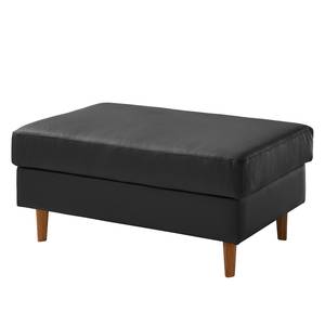 Gestoffeerde hocker COSO Classic echt leer - Leer Neto: Zwart - Breedte: 95 cm - Eik