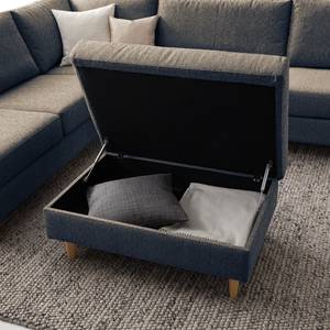 Gestoffeerde hocker COSO Classic geweven stof - Stof Lica: Blauw - Breedte: 95 cm - Eik