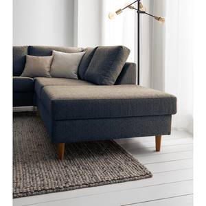 Ecksofa COSO Classic mit Ottomane Webstoff - Stoff Lica: Blau - Breite: 238 cm - Ottomane davorstehend rechts - Keine Funktion - Eiche