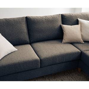 Ecksofa COSO Classic mit Ottomane Webstoff - Stoff Lica: Blau - Breite: 238 cm - Ottomane davorstehend rechts - Keine Funktion - Eiche