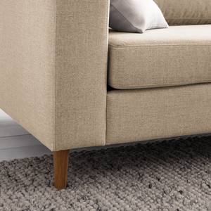 Ecksofa COSO Classic mit Ottomane Webstoff - Webstoff Milan: Beige - Breite: 238 cm - Ottomane davorstehend rechts - Keine Funktion - Eiche