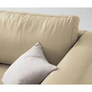 Ecksofa COSO Classic mit Ottomane Echtleder - Echtleder Neto: Creme - Breite: 238 cm - Ottomane davorstehend links - Bettkasten - Eiche