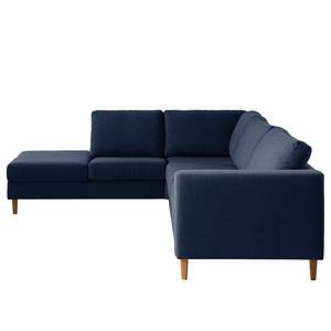 Ecksofa COSO Classic mit Ottomane Webstoff - Webstoff Milan: Dunkelblau - Breite: 304 cm - Ottomane davorstehend links - Keine Funktion - Eiche