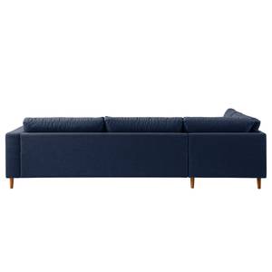 Ecksofa COSO Classic mit Ottomane Webstoff - Webstoff Milan: Dunkelblau - Breite: 304 cm - Ottomane davorstehend links - Keine Funktion - Eiche